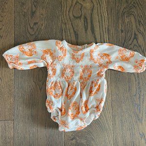 Kate Quinn Long Sleeve Smocked Bubble Sunray Tiger, 3-6 month